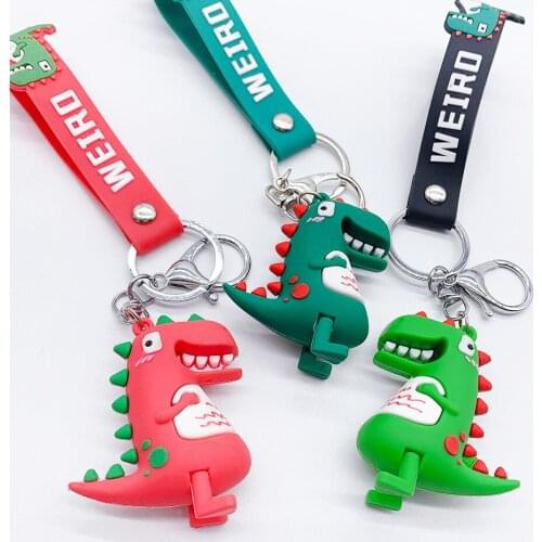 Cute Cartoon Dinosaur Keychain Red Yellow Green Doll Keychain Women Girls Kids Charm Keychain Car Key Ring Accessories Cosplay