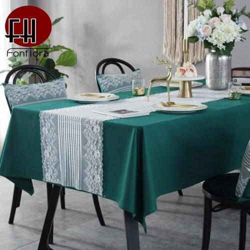 Retro Dark Green Tablecloth Europe American Style Table Cover Lace Table Runner Tea Table Decoration Outside Picnic Single Panel