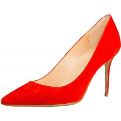 2019 New Basic Women Pumps Sexy Pointed Toe Thin High Heels Shoes Cow Suede Leather Stiletto Heels Brand Women Shoes C038A