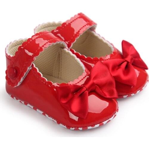 New Lovely big Bow Toddler First Walkers Pu leather Baby shoes Round Toe Flats Baby Ballet Dress Princess Shoes Soft Soled