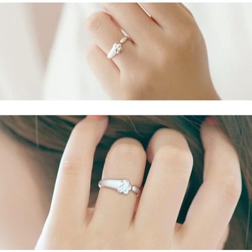 Index finger open little finger tail ring 925 sterling silver jewelry with cat claw creative simple accessories for female