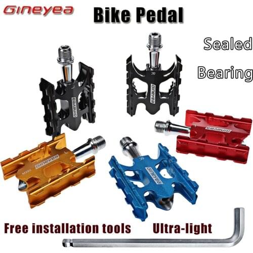 GINEYEA Aluminium Alloy Bike Pedal Steel 2 Sealed Bearing CNC BMX Mountain Ultra light MTB Road Bicycle Parts For Kids Adults