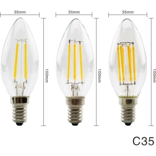 High quality C35 2W 4W 6W 8W Led Candle E14/E27 Vintage Retro Lamp 240V 220V Filament Bulbs Lamp For Chandelier Lighting