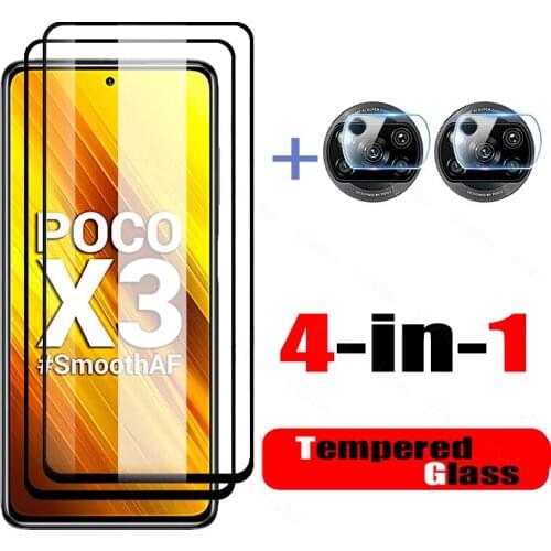Tempered Glass 4in1 for Xiaomi Poco X3 Pro Nfc Screen Preotector on Xiomo Xaomo Poco X 3 3x Pokox3 Camera Lens Glass Film 6.67