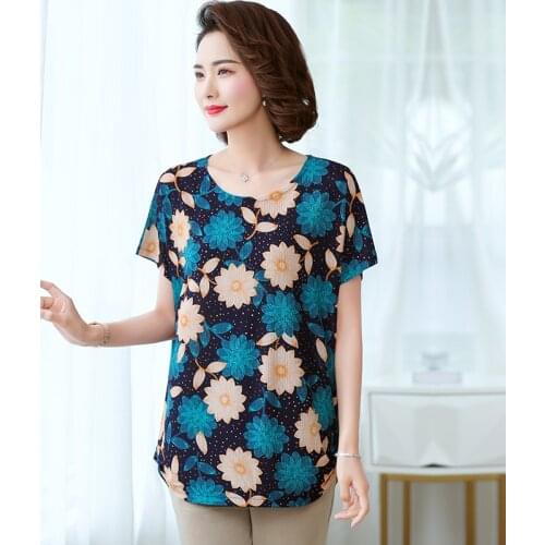 XL-3XL Women Summer Style Casual Loose T-shirt Floral Clothing Plus Size Short Sleeve Tee Shirts Femme Womens Tops