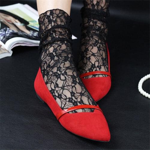 Womens Girl Lace Ankle Socks Thin Cotton High Socks Middle Hosiery Stockings NEW