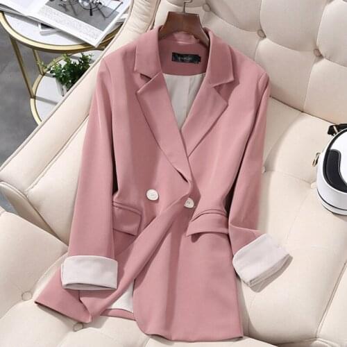 High Quality Ladies Jacket Elegant Office Large Size Double Breasted Blazer Feminine Fall 2021 New Large Size Small Suit