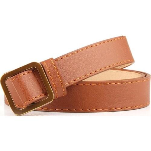 2021 Vintage PU Waistband Women Wild Belts Retro Square Metal Buckle Green 2.35cm*105cm Female Band Ladies