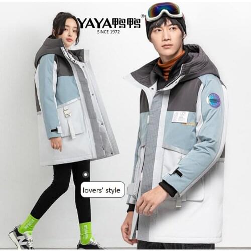 YAYA Womens Winter 95% Goose Down Jacket Loose Thick Hooded Down Coat High Fluffy Down Warm Waterproof Couples Outerwear