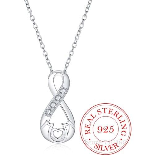 2020 Vintage Bijoux Luxury Crystal Mom Words Statement Pendant Necklace for Women 925 Sterling Silver Fine Jewelry Mum Mama Gift