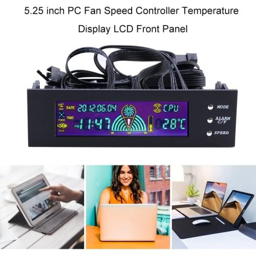LCD Panel CPU Fan Speed Controller Temperature Display 5.25 inch PC Fan Speed Durable Controller Air-colded Fan Control