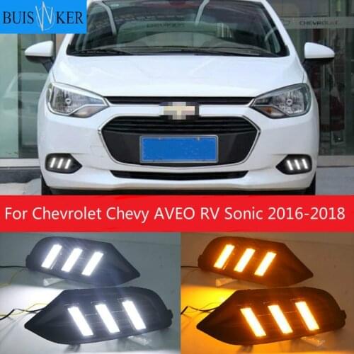 1 Set For Chevrolet Chevy AVEO RV Sonic 2016-2018 Car LED DRL Light Daytime Running Light Daylight With Turn Signal Lamp