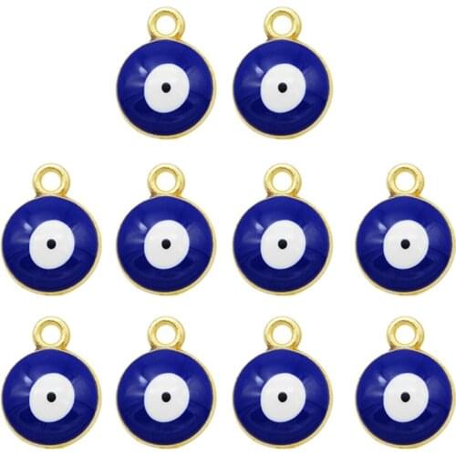10Pcs Turkish Devils Eye Diy Jewelry Accessories Blue Eyes Single Hanging Dripping Alloy Pendant Bracelet Pendant