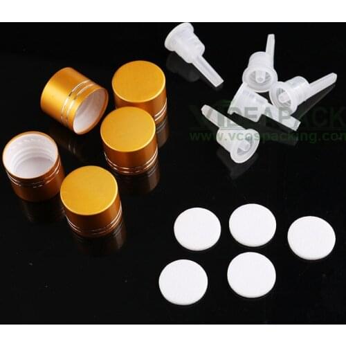 100pcs 18mm standard essential oil bottle cap / gold silver black aluminum lid 5ml 10ml 15ml 20ml 30ml 50ml 100ml for bottles