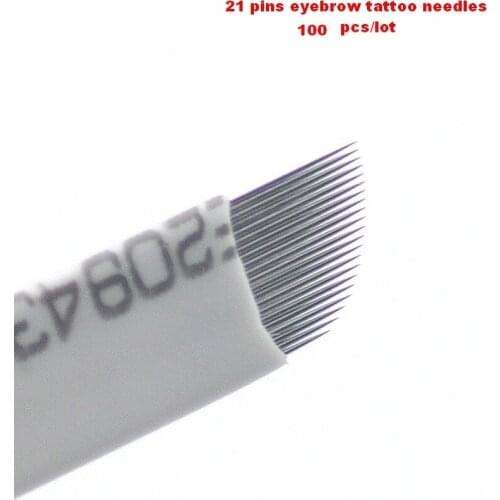 100pcs/lot PCD 21F permanent makeup blade Manual eyebrow tattoo curved needles high quality Individually packed free shipping