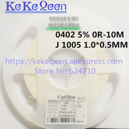 200PCS/LOT 1/10W 0402 5% 1005 1.0*0.5 82K 91K 100K 110K 120K 130K 150K 160K 180K 200K 220K 240K 270K 300K 330K 360K 390K 430K