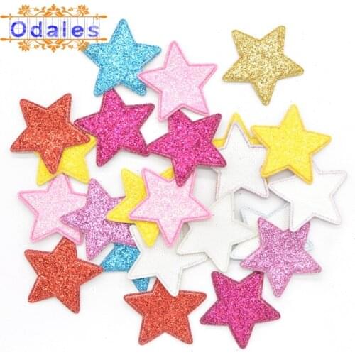 240Pcs/lots 25mm Felt Glitter Leather Star Appliques Sewing on Cloth Patches Garment Decorative DIY Hairbow Accessories