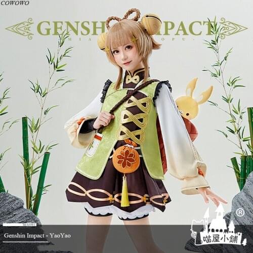 Anime!Genshin Impact YaoYao Game Suit Sweet Lovely Uniform Cosplay Costume Halloween Party Role Play Clothing For Women 2021 NEW