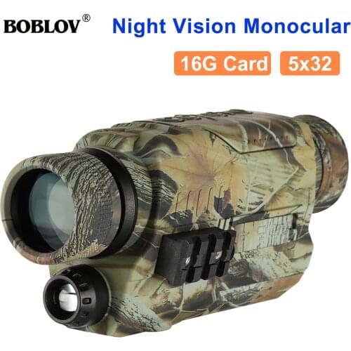 BOBLOV Infrared Digital Night Vision Monoculars with 16G TF card full dark 5X32 150Y Range Hunting Monocular Night Vision Optics