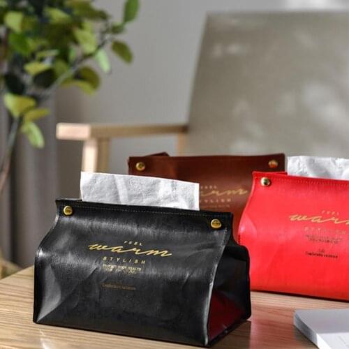 2Pcs Faux Leather Napkin Holder Home Car Tissue Case Box Paper Storage Pouch Napkin Holder