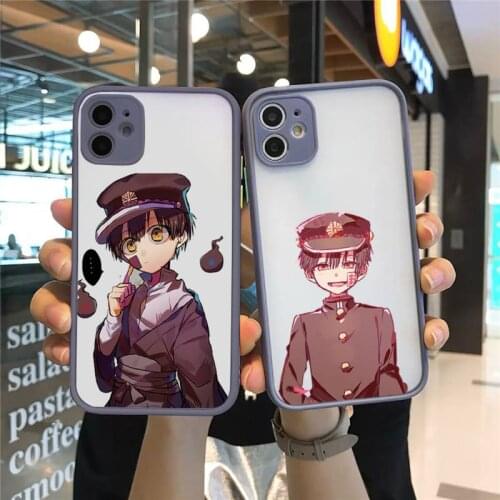 Anime ground-bound boy Hanako-kun Phone Case For iPhone 12 11 Mini Pro XR XS Max 7 8 Plus X Matte transparent Gray Back Cover