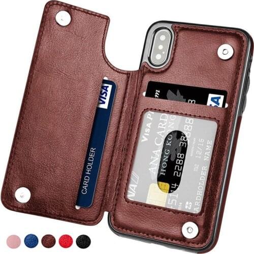 Retro PU Leather Case For iPhone X 11 6s 7 8 Plus XS 5S Multi Card Holder Phone Cases For iPhone XS XR 11 Pro Max Cover