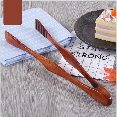 1pc Wood Food Tongs Kitchen Utensils BBQ Tweezer Buffet Cooking Tools Anti Heat Bread Clip Pastry Clamp Barbecue Tongs Wholesale