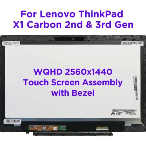 14.0" LCD Touch Screen Digitizer Assembly For Lenovo ThinkPad X1 Carbon 2nd Gen 3rd Gen 20A7 20A8 20BS 20BT Replacement WQHD