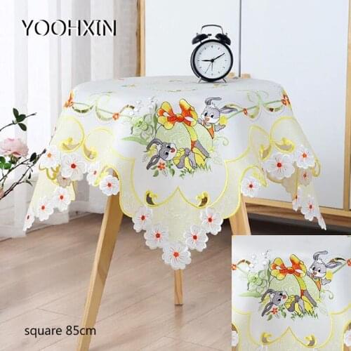 Europe satin Lace rabbit Easter Embroidered table cover cloth towel kitchen tablecloth party birthday decor