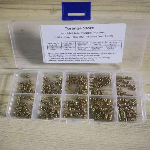Nutting Set M2 M2.5 M3 Threaded Insert Nuts Set Brass Hot Melt heat-resistant rust-proof For Electrical 200/500pcs