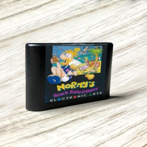Normys Beach Babe-O-Rama - EUR Label Flashkit MD Electroless Gold PCB Card for Sega Genesis Megadrive Video Game Console