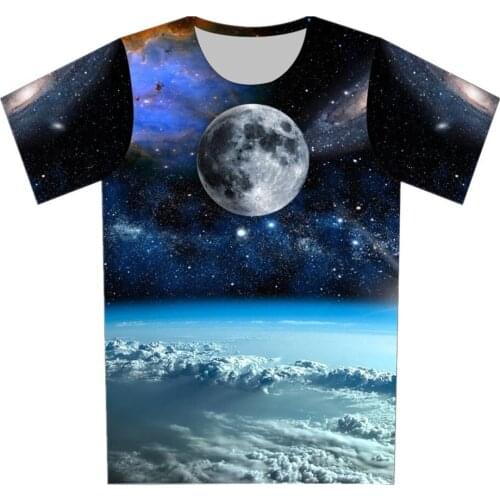 Joyonly 2019 Children Colorful Galaxy Space Moon Earth Cloud Design Funny T-shirts Kids Clothes Boys Girls Summer Tops T shirts