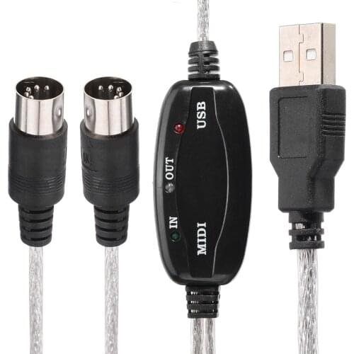 1.8M MIDI Interface to USB Cable Converter Connector PC to Synthesizer Music Keyboard Cable Adapter For Home Music Studio