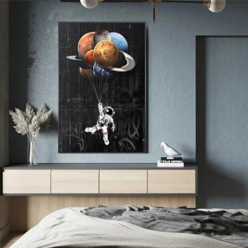 Inspired Astronaut Graffiti Art Canvas Paintings On the Wall Art Posters And Prints Cartoon Street Art Canvas Pictures Cuadros