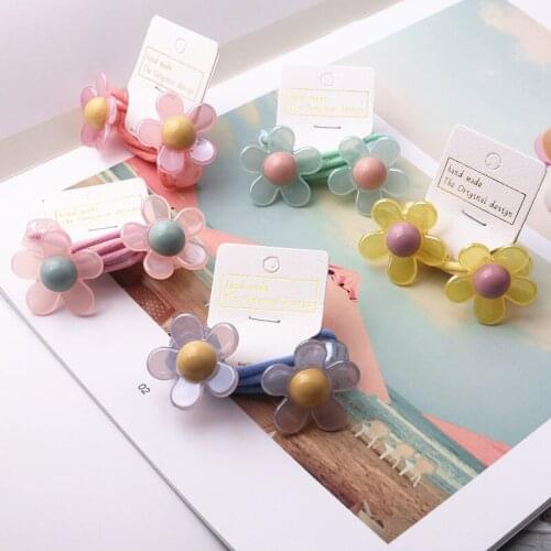 2PCS New Colour Jelly Flowers Princess Headwear Kids Elastic Hair Bands Lovely Children Ropes Girls Accessories Baby Headdress