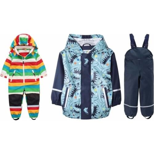 Charged onesies) + PU waterproof suit, childrens suit + childrens jumpsuit, packaged for sale Russian childrens wear