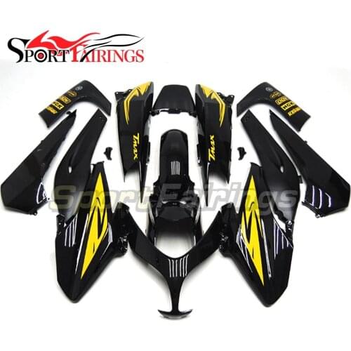 Cowlings For Yamaha T-MAX TMAX 500 08 09 00 10 11 Injection ABS Plastic Sportbike Fairing Kit Body Kit Gloss Black Yellow Decals