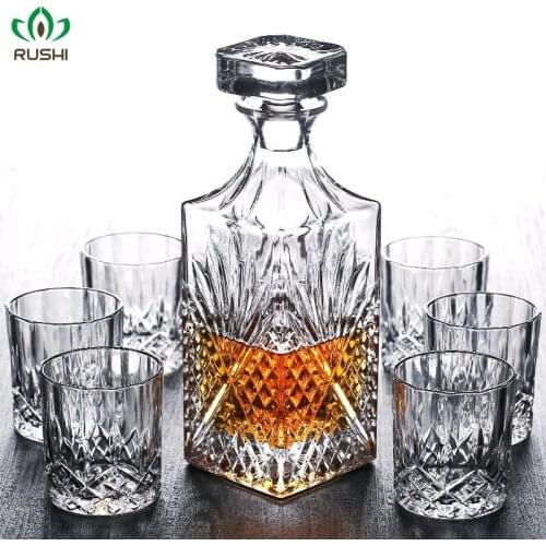 Creative Large Crystal Wine Glasses Set Modern Whiskey Luxury Cocktail 6 Shot Glass Dispenser Glass Cup Brandy Carafe Gift