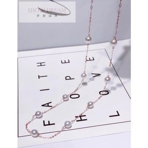 18K Gold Akoya Pearl all over the Sky Star Small Chain Brand, One Hundred Years Classic Fairy Commuting Essential