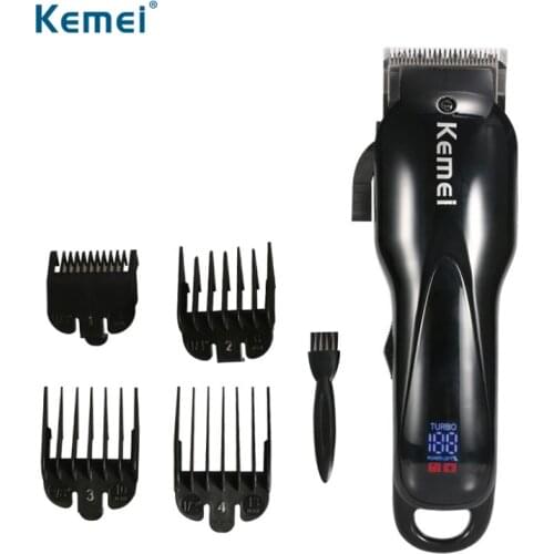 Kemei Oil Head Hair Clipper Professional Electric Hair Trimmer LCD Display High Power Hair Cutting Machine