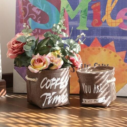 Cute Fabric Make Up Organizer Desktop Boxes for Storage Sundries Small Nordic Fabric Flower Pot Storage Basket Cosmetic Box