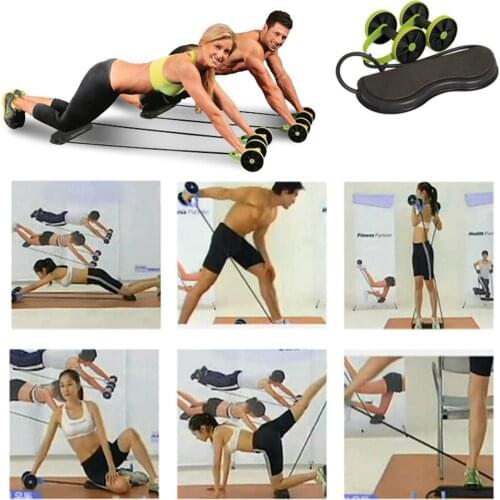 Multifunctional AB Wheels Roller Stretch Elastic Abdominal Resistance Pull Rope Tool Abdominal Muscle Trainer Exercise Home Fitn