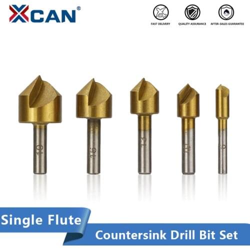 XCAN Countersink Drill Bit Set Titanium Coated 1 Flute Woodworking Hole Cutter 90 Degrees Chamfer Drill Bit