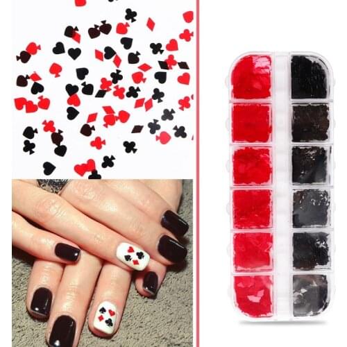 New Style Mix Hearts And Plum Blossom Poker Sticker Sequins Nail Art Decorations