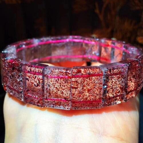 Natural Lepidocrocite Quartz Red Super Seven 7 Clear Beads Stretch Crystal Bracelet 15x11.5x5.5mm Women AAAAAA Certificate