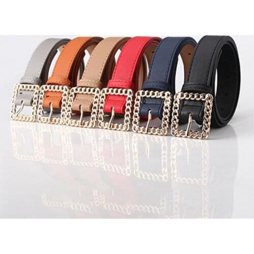 New Women Belt Fashion Design Female Metal Buckle Jeans Waist Band PU Strap Cummerbund Waistband