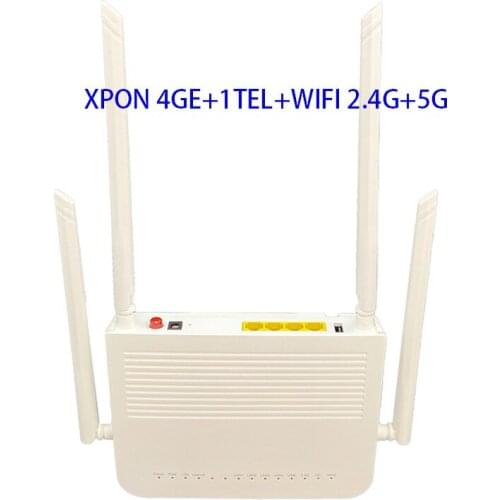 Newly released OEM ONT XPON ONU 4GE+1TEL+WIFI 2.4g+5g 5db 4*antenna English interface, customized for you. Same as EG8145V5