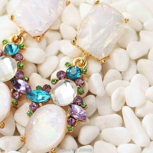 NEW Womens fashion earrings New arrival brand sweet metal with gems stud crystal/Glass/Resin hoop big earring for women girls