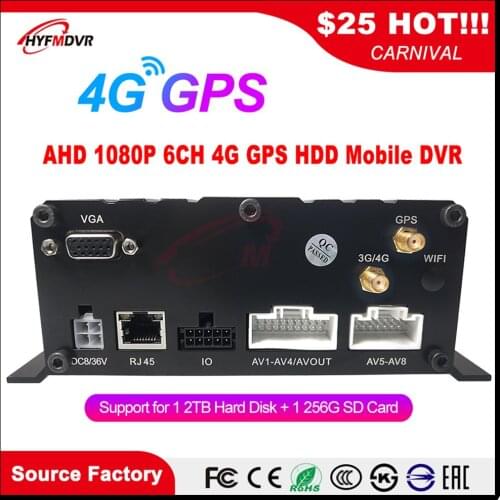Factory wholesale Audio and video 6-channel SD card + hard disk remote monitoring 4G GPS MDVR truck / taxi / bus/big truck