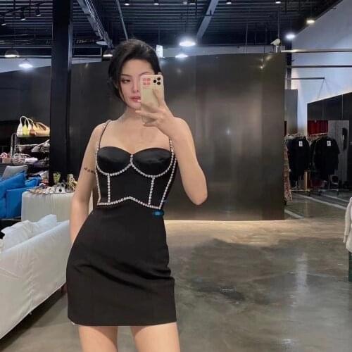 Sexy 2021SS Summer New Women Fashion Diamonds Strapless Sleeveless Slim Dress For Female Ddxgz2 4.14